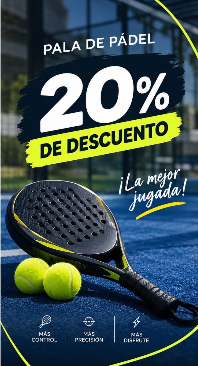 Cupón de 20% de descuento en pala